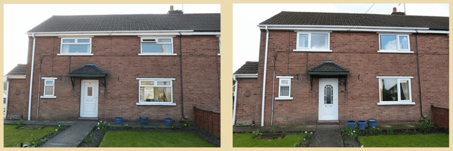 House Before And After, New White uPVC windows And White uPVC Doors Have Been Installed