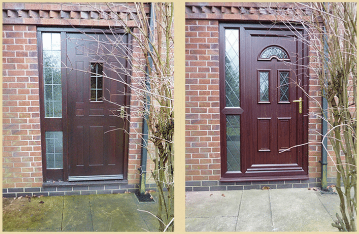 Rosewood uPVC fronr door with lead design double gzed unitsss