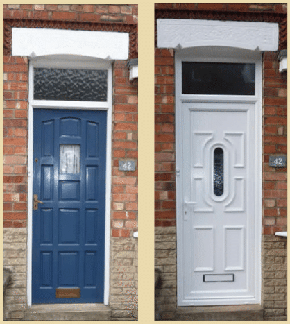uPVC door with old fashion style panel