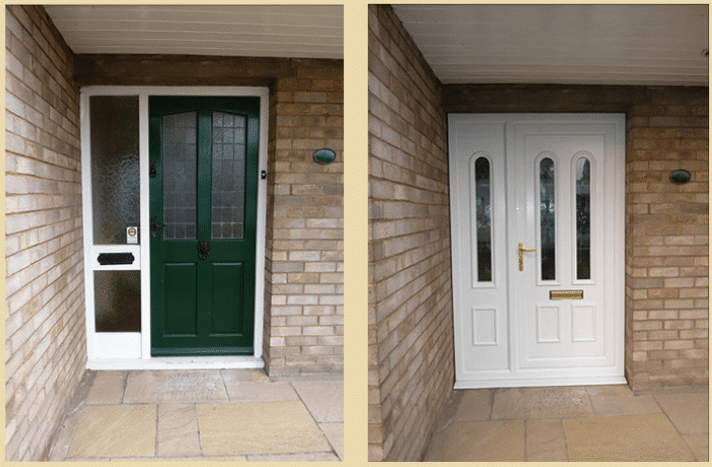 White uPVC door with matching side panel