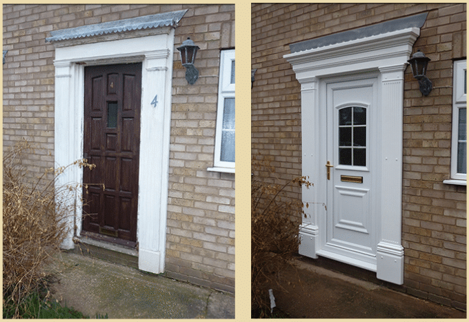 New White Replacement uPVC Door with surround