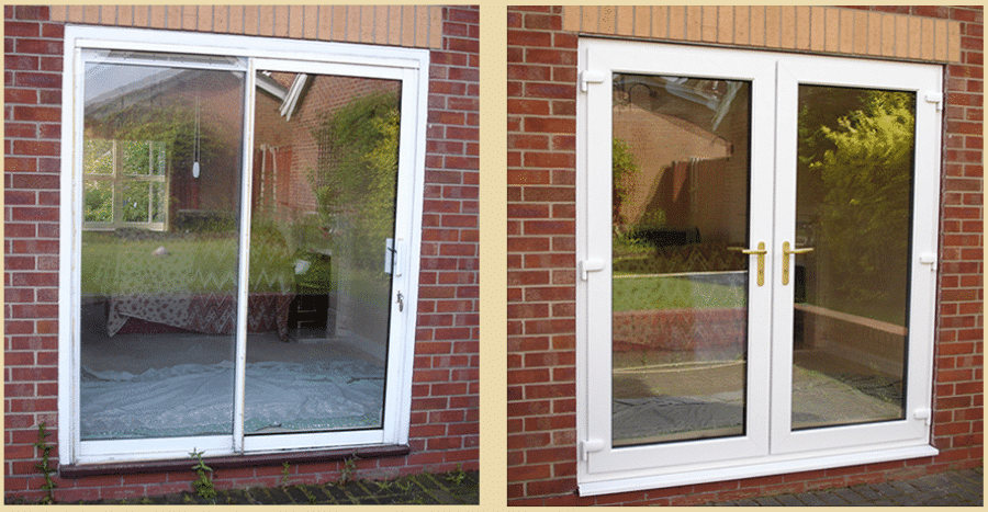 Aluminium Patio Door Replaced With White uPVC French Doors