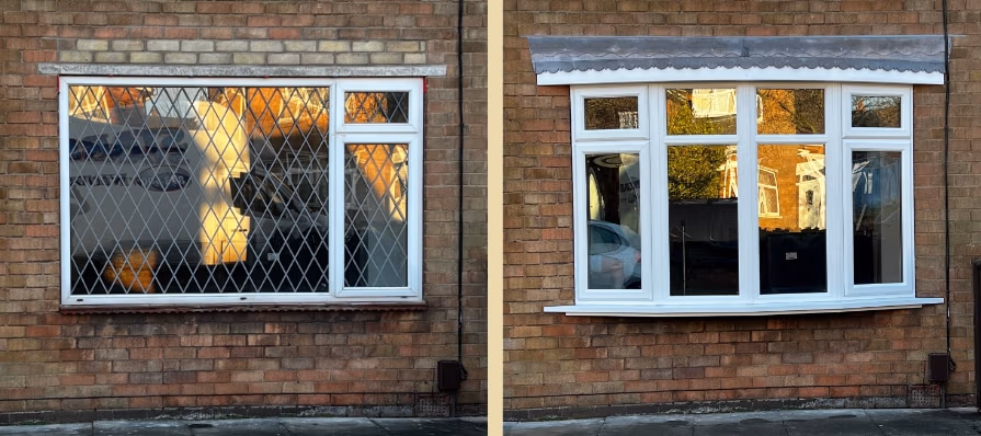 New bow window replacing old style